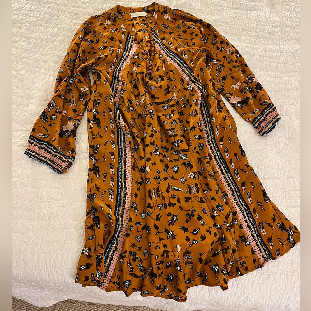 Natalie Martin fiore short silk dress copper lotus M